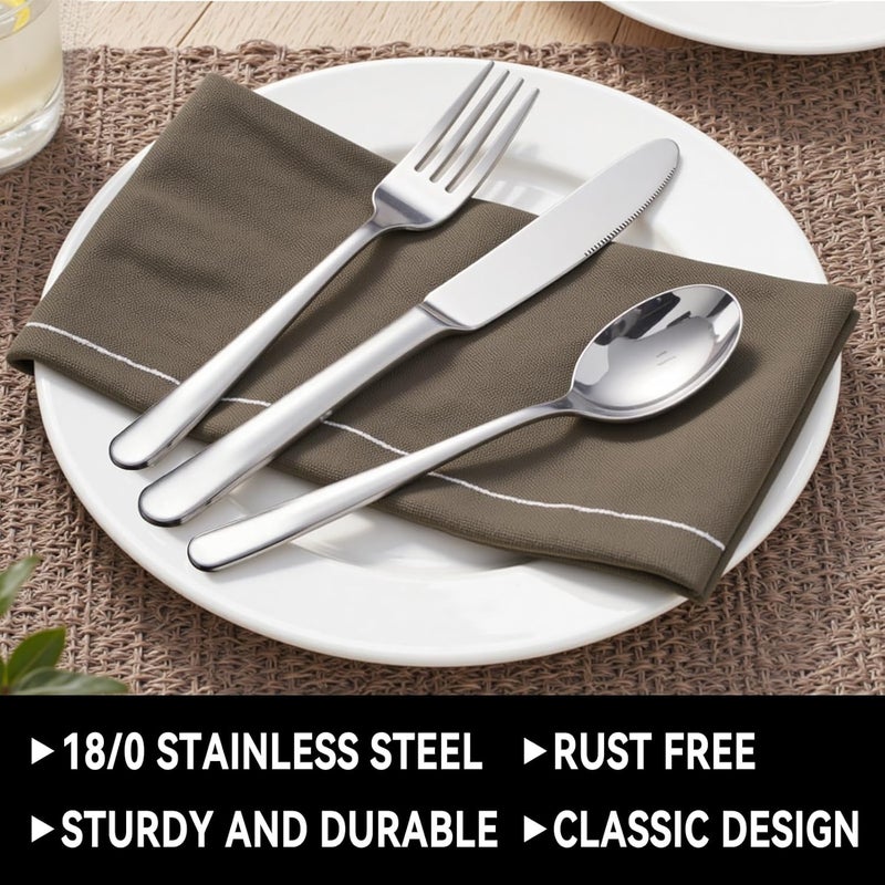 JUNLIN 49-Piece Stainless Steel Silverware Set with Cutlery Organizer, Service for 8 with Steak Knives and Kitchen Utensils (49PCS Silverware with Tray) - Image 4
