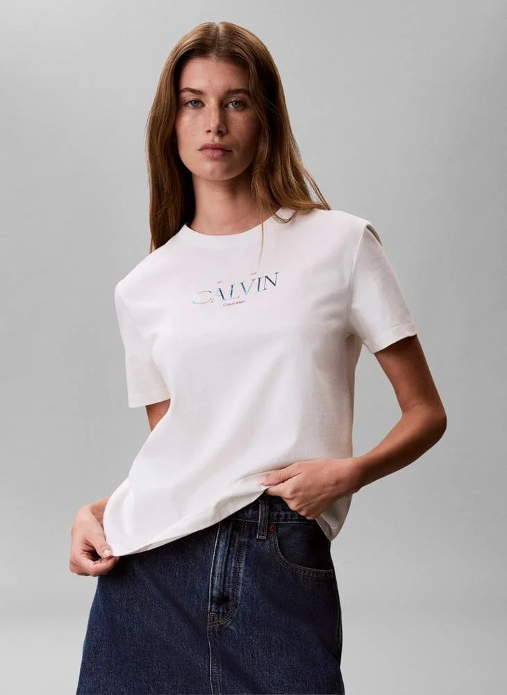 Metallic Logo Crew Neck T-Shirt