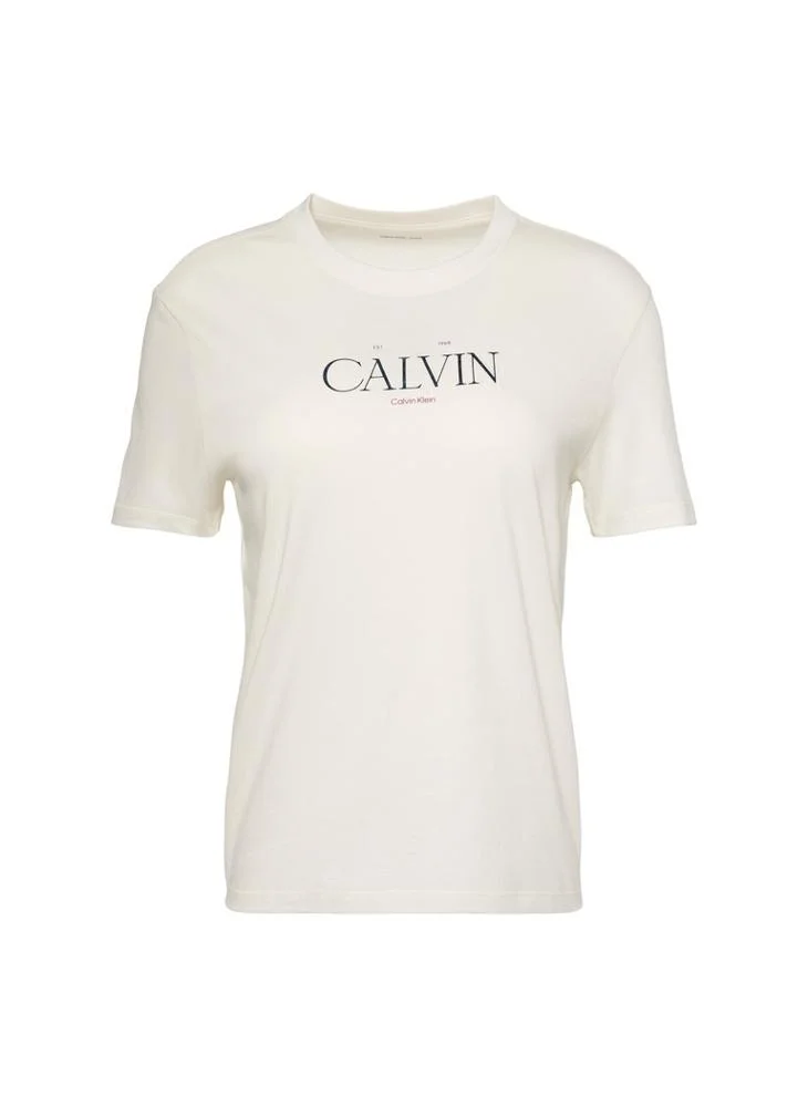 Calvin Klein Jeans  Metallic Logo Crew Neck T-Shirt for Women | Best Price UAE