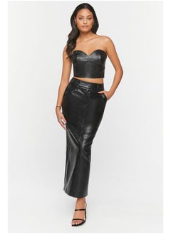 FOREVER 21 Faux Leather Slit Midi Skirt  - Image 3
