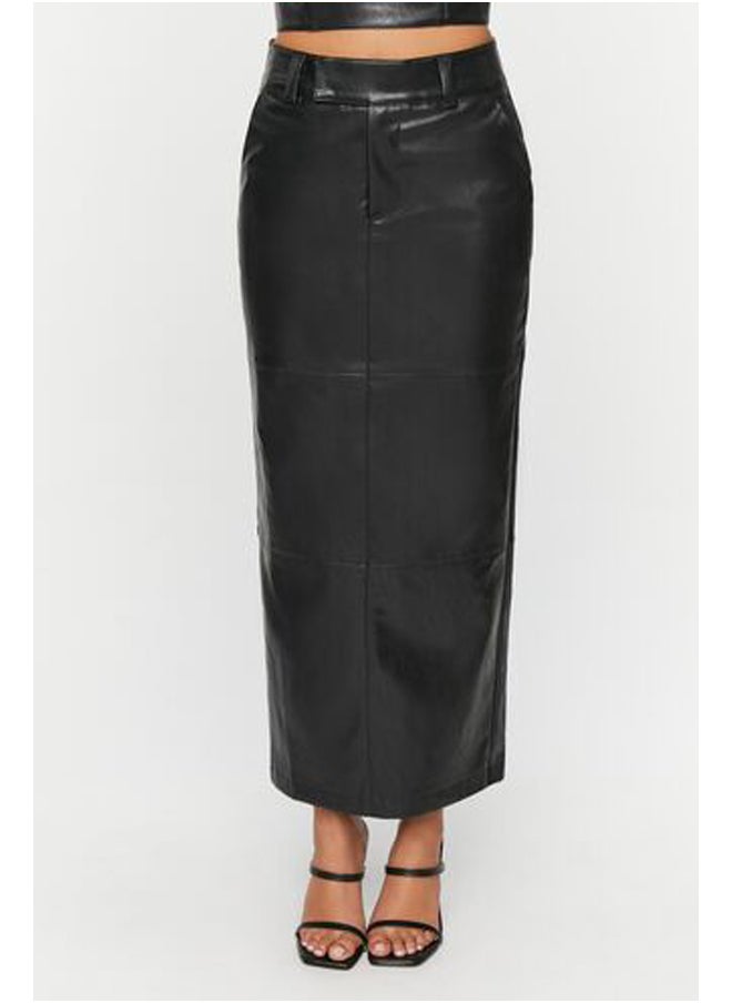 FOREVER 21 Faux Leather Slit Midi Skirt  - Image 1