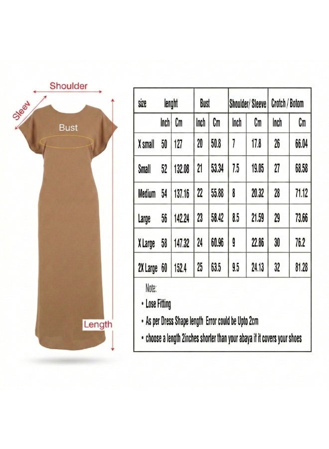 طقم عباية داخلية CEY فاخر من MA، فستان ماكسي نسائي طويل ومحتشم، كاجوال/رسمي تحت العباية (جلابية)، مريح ذو ملمس ناعم على الجسم، قماش جيد التهوية ومناسب للارتداء في جميع الفصول (المقاسات من S إلى XL). - Image 5