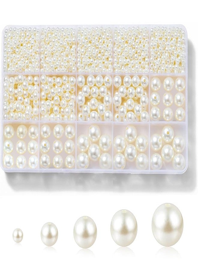 Laopottbeads 1225 Pcs Ivory White 5 Size Pearl Beads for Jewelry Making Round Pearl DIY Kit for Bracelets, Earrings, Necklaces & Anklets - Image 1