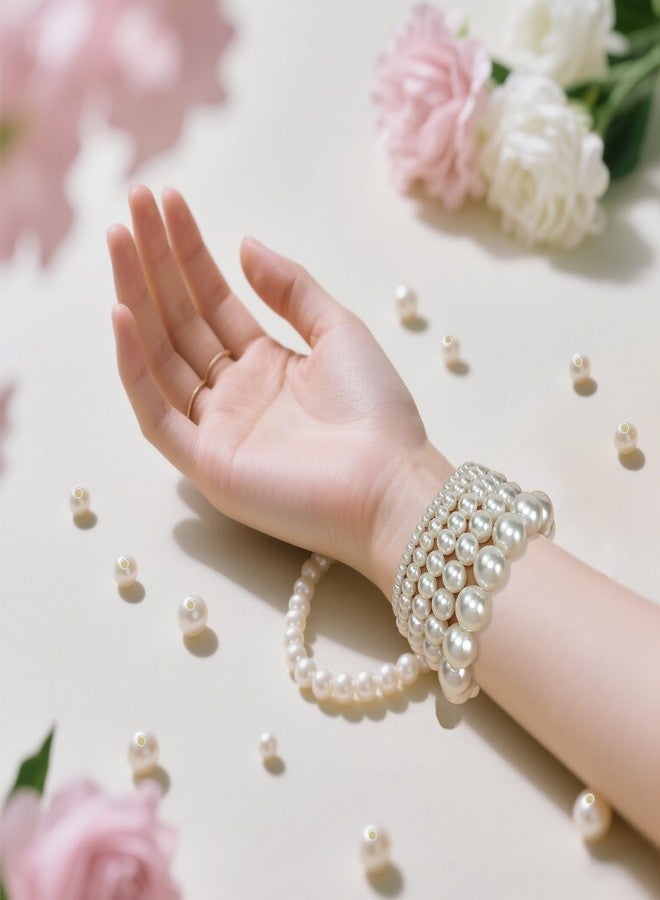 Laopottbeads 1225 Pcs Ivory White 5 Size Pearl Beads for Jewelry Making Round Pearl DIY Kit for Bracelets, Earrings, Necklaces & Anklets - Image 2