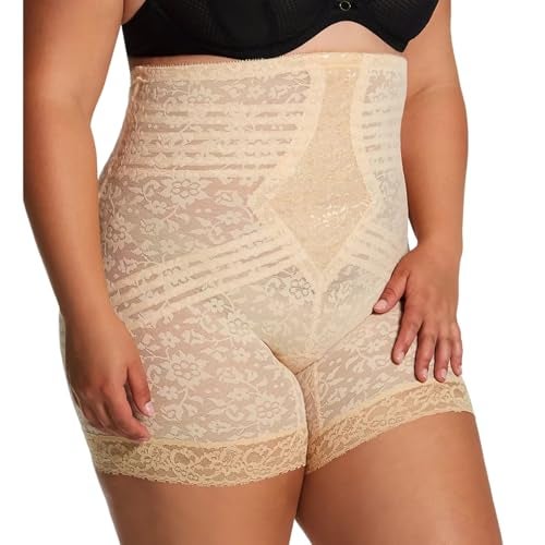 Rago High Waist Lace Leg Shaper | XS–8X | Extra Firm Control | Made in USA | No Roll | Split Crotch | Style 6207 | Beige XL/32 - Image 2