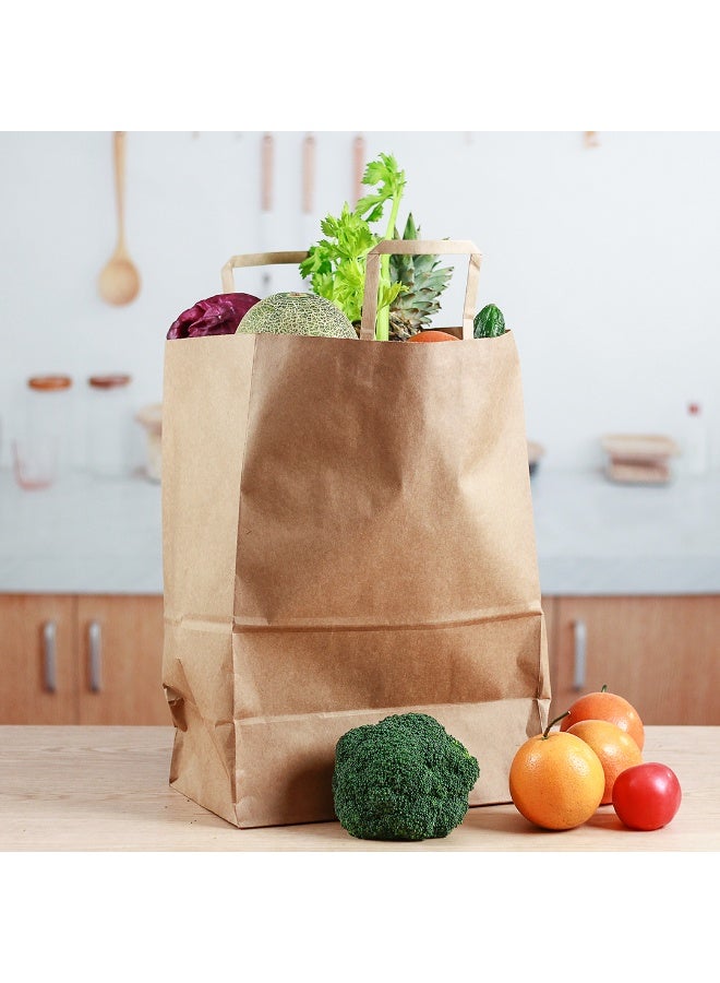 Restaurantware Saving Nature 12 x 7 x 17 Inch Paper Shopping Bags, 100 Sturdy Kraft Bags With Handles - Durable, For Groceries, Gifts, Or Merchandise, Brown Paper Retail Bags, - Image 3