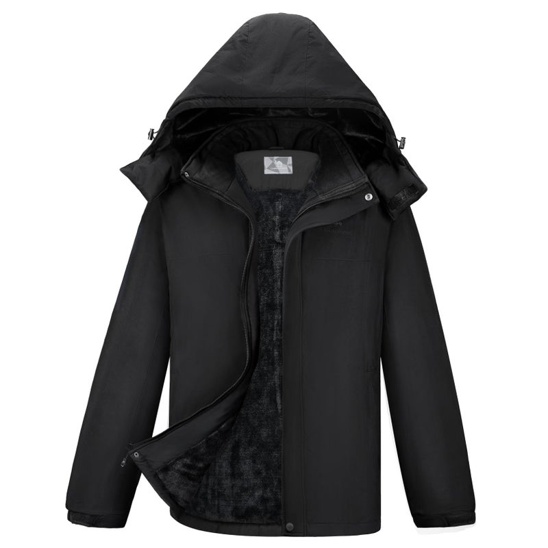 CAMEL CROWN Men's Mountain Ski Snow Jacket Waterproof Winter Coat Snowboarding Windbreaker Windproof Warm Hooded Snow Coat Black XXXL - Image 3