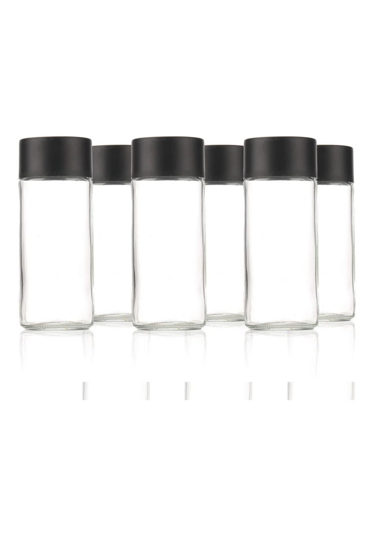 FUFU - 6Pack 8oz glass Juice Bottles Reusable Water Bottles to work great as Sensory Bottles and Smoothie Bottles with Black Lids Great for Sensory Crafts and Calming Bottles - Image 1