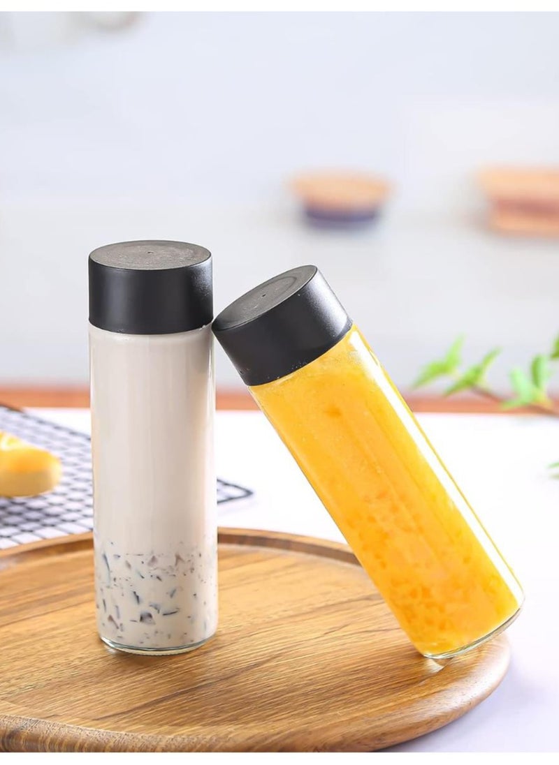 FUFU - 6Pack 8oz glass Juice Bottles Reusable Water Bottles to work great as Sensory Bottles and Smoothie Bottles with Black Lids Great for Sensory Crafts and Calming Bottles - Image 1