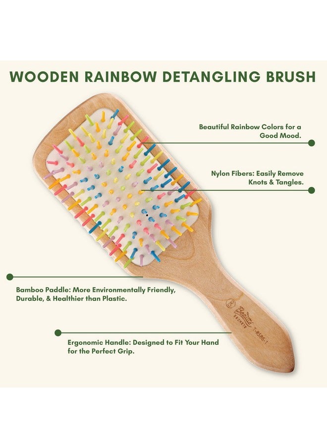 Beaute Secrets - Wooden Paddle Hair Brush Bamboo Hair Brush With Plastic Rainbow Tips Large Natural Ecofriendly Comb For Women Hair Brush For Men Ideal For Thick Curly Wavy Long Hair Reduce Loss Frizzfree Hair - Image 1