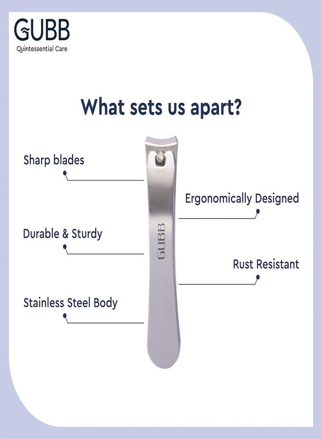 GUBB Curved Nail Clipper For Men & Women | Stainless Steel Nail Cutter Pack of 2 - Image 4