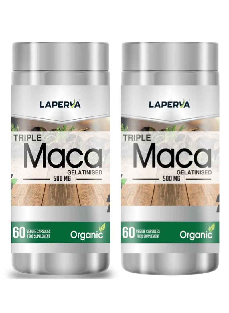 Laperva Triple Organic Maca,500 mg, 60 Veggie Capsules, Pack of 2 - Image 2