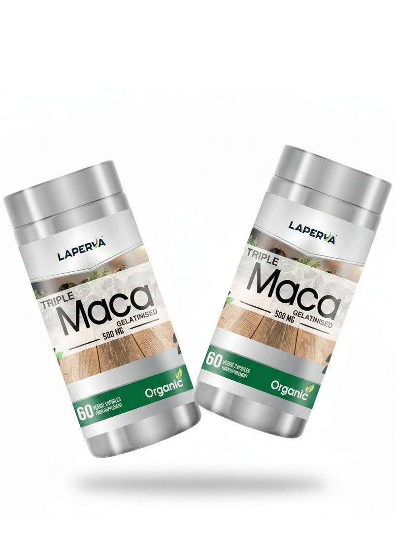 Laperva Triple Organic Maca,500 mg, 60 Veggie Capsules, Pack of 2 - Image 1