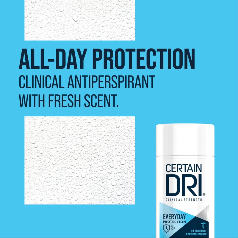 Certain Dri Everyday Strength Clinical Antiperspirant, 72-Hour Sweat Protection for Hyperhidrosis, Doctor-Recommended, Travel-Friendly, Fresh Scent, 2.6 oz, (Pack of 1) - Image 2