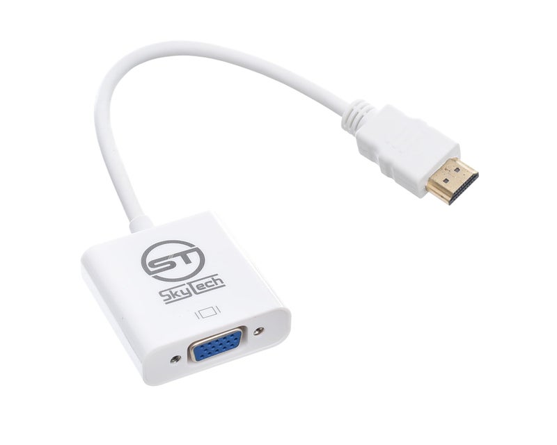 Skytech Copper Adapter HDTV To VGA/AV With AUX Cable For Connection - White - Image 1