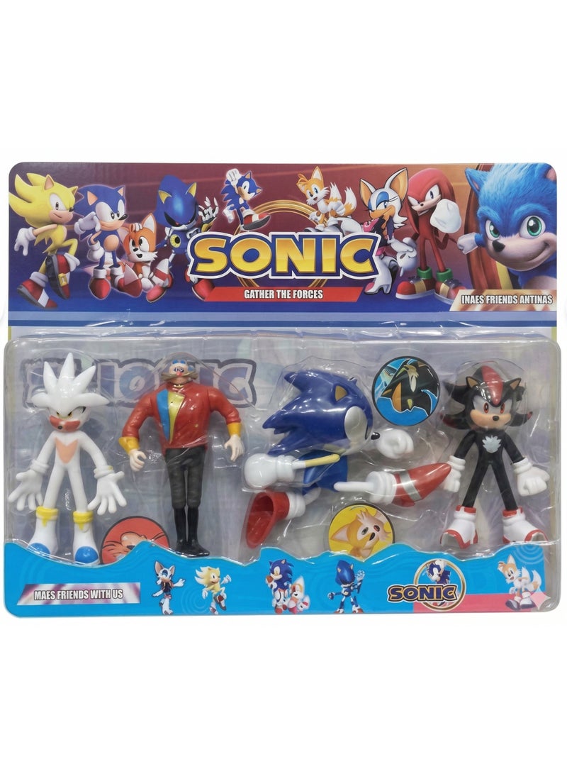 سونيك مجموعة شخصيات أصدقاء سونيك القنفذ – سونيك، تيلز، شادو، ودكتور إيغمان، ألعاب حركية للعب والعرض - Image 1