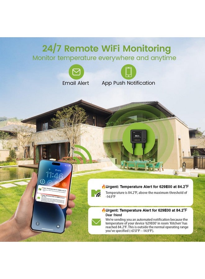 MOCREO WiFi Thermometer with Freezer Alarm, Digital Fridge Thermometer, Email Alert, App Push Notification, 2-Years Data Export, Remote App Monitor for Freezer, Refrigerator, Fish Tank - Image 1