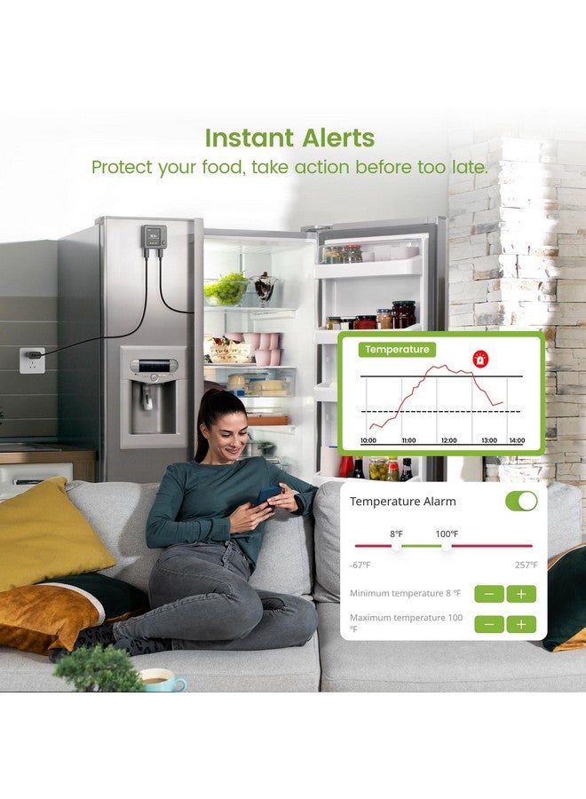 MOCREO WiFi Thermometer with Freezer Alarm, Digital Fridge Thermometer, Email Alert, App Push Notification, 2-Years Data Export, Remote App Monitor for Freezer, Refrigerator, Fish Tank - Image 2