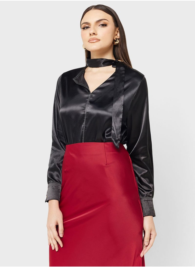 ELLA - Neck Tie Detail Blouse - Image 1