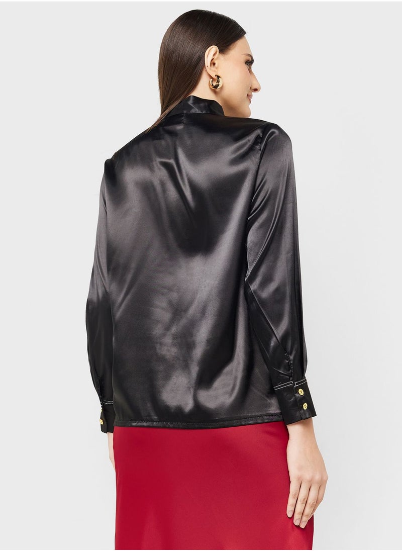 ELLA - Neck Tie Detail Blouse - Image 1