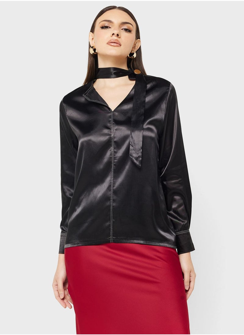 ELLA - Neck Tie Detail Blouse - Image 1