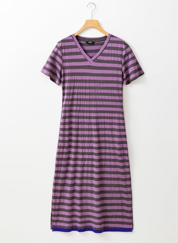 Dokotoo Women's Dresses V Neck Short Sleeve Striped Split Resort Wear Summer Maxi Dresses Trendy Casual Resort Wear Long Dress 2026 Beach Vacation Clothes for Women Purple - Image 3