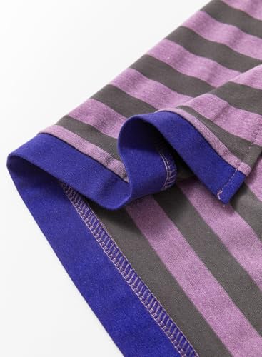 Dokotoo Women's Dresses V Neck Short Sleeve Striped Split Resort Wear Summer Maxi Dresses Trendy Casual Resort Wear Long Dress 2026 Beach Vacation Clothes for Women Purple - Image 4