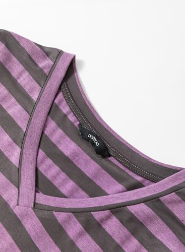Dokotoo Women's Dresses V Neck Short Sleeve Striped Split Resort Wear Summer Maxi Dresses Trendy Casual Resort Wear Long Dress 2026 Beach Vacation Clothes for Women Purple - Image 5