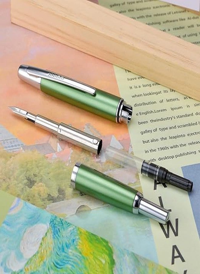 لو شي قلم حبر لوشي جينهاو 10 بدون غطاء، لون أخضر صنوبري، سن رفيع قابل للسحب مع مجموعة محول - Image 2