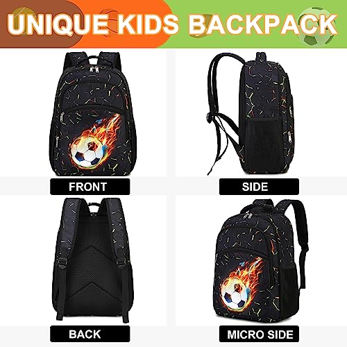 LOIDOU Kids Backpack Boys Soccer Kindergarten Preschool Backpacks Toddler Bookbag 16 Inch School Backpacks for Kids 3-8 - Image 4