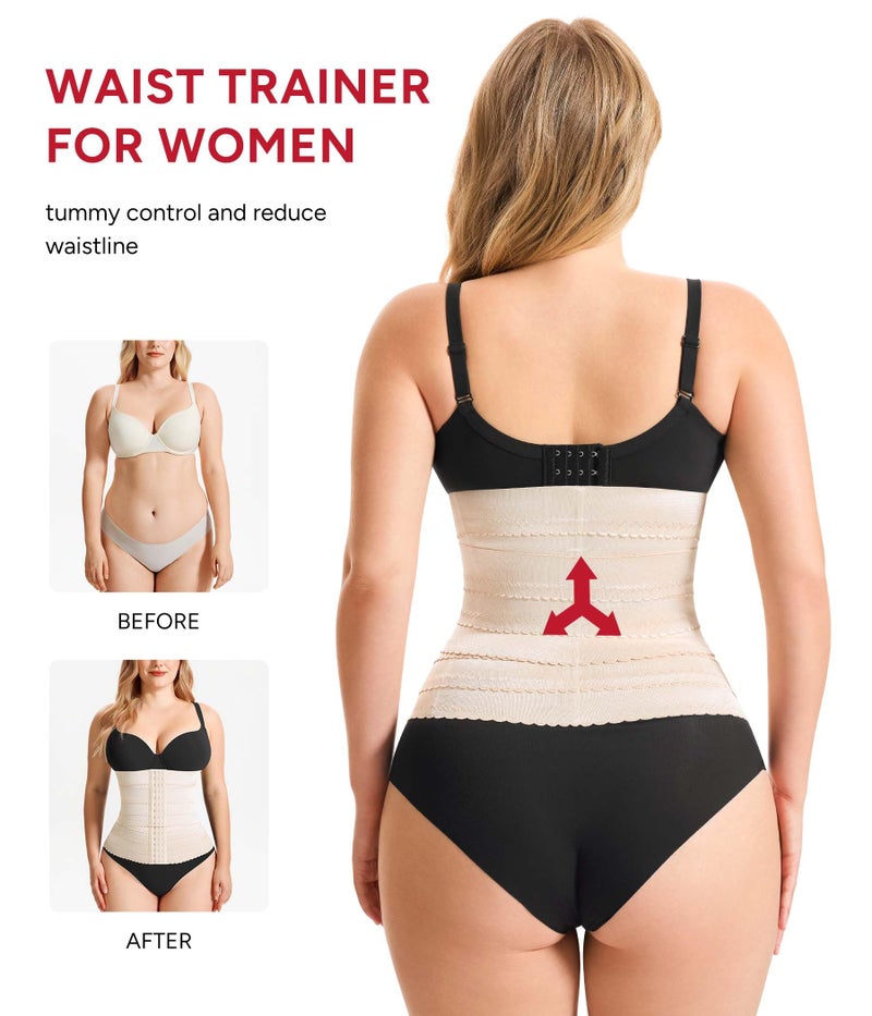 Nebility Waist Trainer for Women Corset Shapewear Tummy Control Segmented Waist Cincher Workout Girdle(Beige, XL) - Image 3