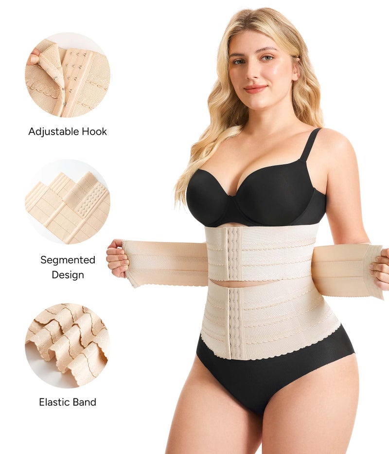 Nebility Waist Trainer for Women Corset Shapewear Tummy Control Segmented Waist Cincher Workout Girdle(Beige, XL) - Image 2