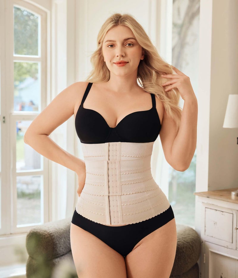 Nebility Waist Trainer for Women Corset Shapewear Tummy Control Segmented Waist Cincher Workout Girdle(Beige, XL) - Image 5