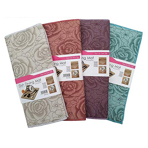 Four Season Super Absorbent Dish Drying Mat Reversible and Machine Washable Microfiber with Fast Drying Technology (38x50 cm)(Pack of 1)(Random Color) - Image 1