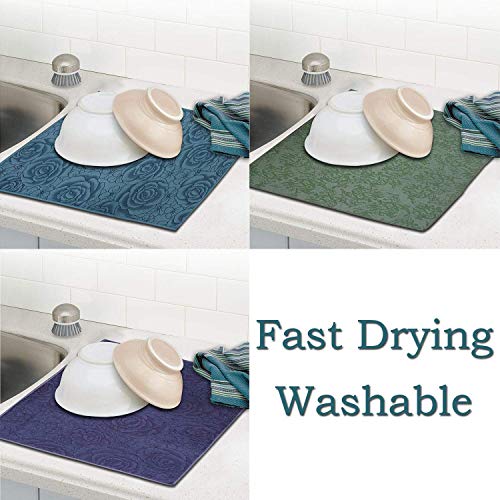 Four Season Super Absorbent Dish Drying Mat Reversible and Machine Washable Microfiber with Fast Drying Technology (38x50 cm)(Pack of 1)(Random Color) - Image 4