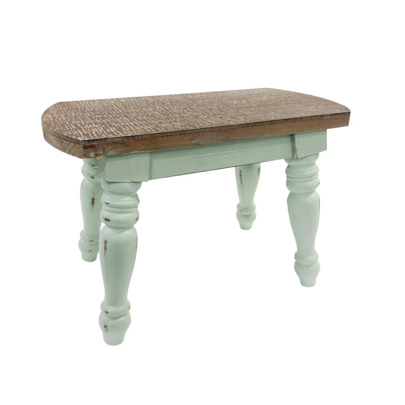 dwellington Farmhouse Wooden Plant Stand - Rustic Solid Wood Design, 300lb Capacity, Sturdy Step Stool for Kids, Kitchen, Bathroom, Vintage Home Decor(Green) - Image 1