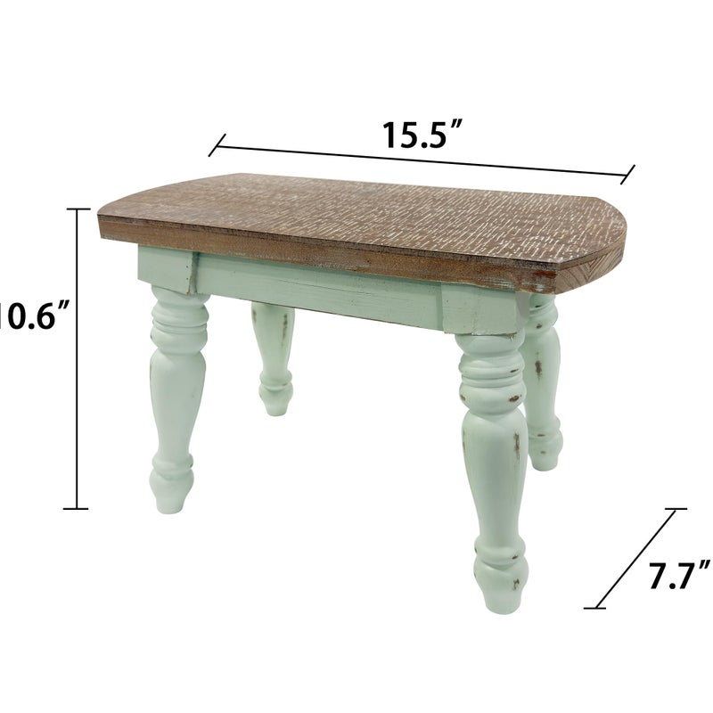 dwellington Farmhouse Wooden Plant Stand - Rustic Solid Wood Design, 300lb Capacity, Sturdy Step Stool for Kids, Kitchen, Bathroom, Vintage Home Decor(Green) - Image 4