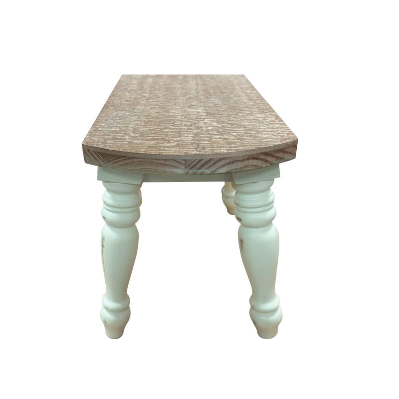 dwellington Farmhouse Wooden Plant Stand - Rustic Solid Wood Design, 300lb Capacity, Sturdy Step Stool for Kids, Kitchen, Bathroom, Vintage Home Decor(Green) - Image 3