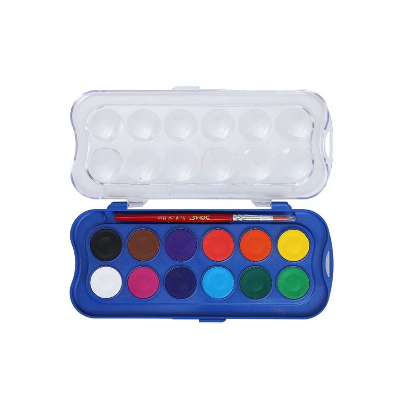 DOMS Non-Toxic 23mm Water Colour Cake Set with Paint Brush (12 Assorted Shades x 4 Set) (DM7427P4) - Image 3