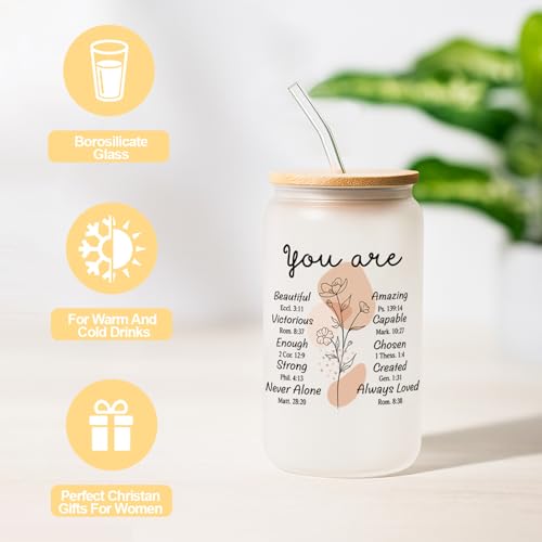 MHSMHL Christian Gifts for Women, Religious Gifts, Inspirational Gift for Women Birthday Unique Catholic Gifts set Bible Accessories Faith Based Gift Glass Cup - Image 2