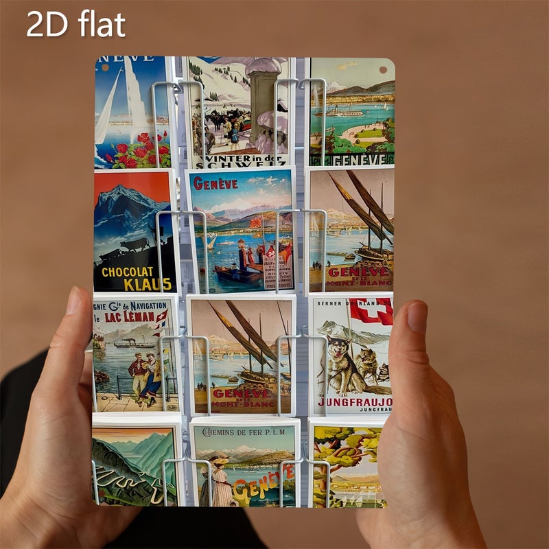 2D Flat Vintage Metal Postcard Display Stand 7.87X11.8 Inch Robust Iron Build Pre Drilled Holes For Indoor Outdoor Use - Image 4