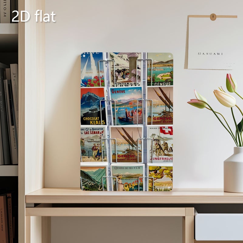 2D Flat Vintage Metal Postcard Display Stand 7.87X11.8 Inch Robust Iron Build Pre Drilled Holes For Indoor Outdoor Use - Image 1
