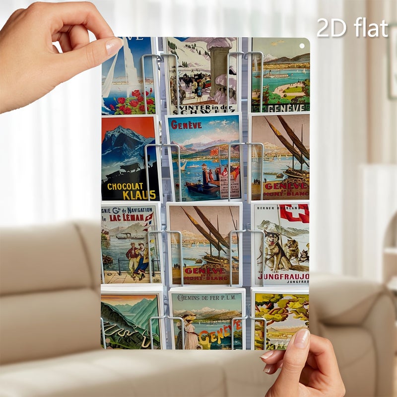 2D Flat Vintage Metal Postcard Display Stand 7.87X11.8 Inch Robust Iron Build Pre Drilled Holes For Indoor Outdoor Use - Image 2