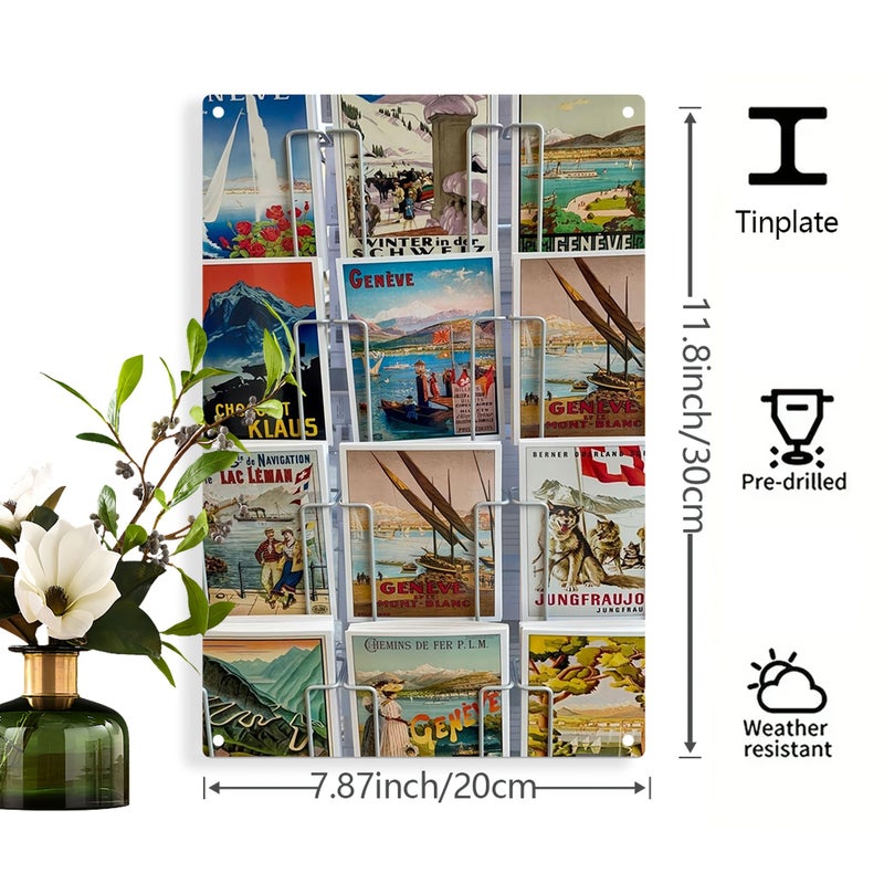 2D Flat Vintage Metal Postcard Display Stand 7.87X11.8 Inch Robust Iron Build Pre Drilled Holes For Indoor Outdoor Use - Image 3