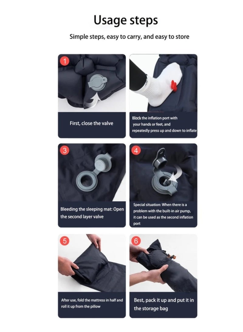 Camping Sleeping Pad, Extra Thickness 9.9cm Inflatable Sleeping Mat with Pillow Built-in Pump, Compact Ultralight Waterproof Camping Air Mattress for Hiking, Tent, Traveling Orange - Image 4