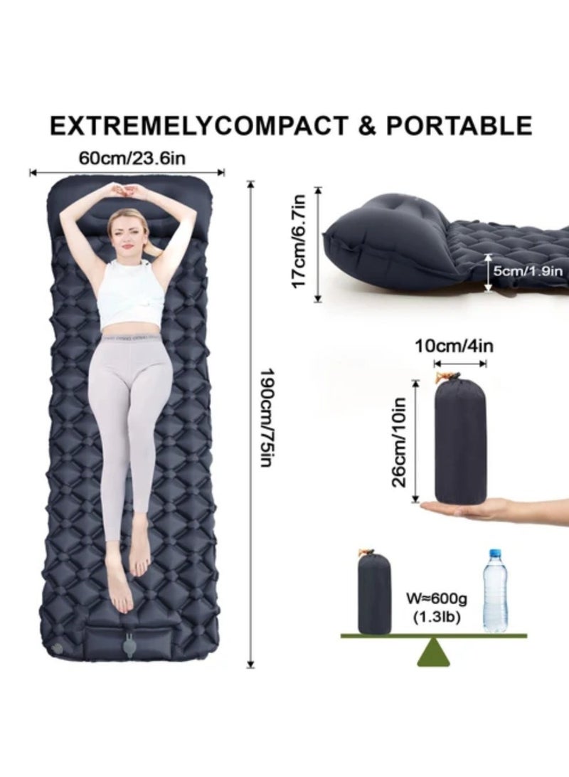 Camping Sleeping Pad, Extra Thickness 9.9cm Inflatable Sleeping Mat with Pillow Built-in Pump, Compact Ultralight Waterproof Camping Air Mattress for Hiking, Tent, Traveling Orange - Image 5