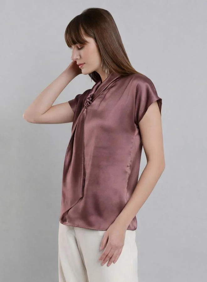 Mish Women Satin Tie-Neck Top