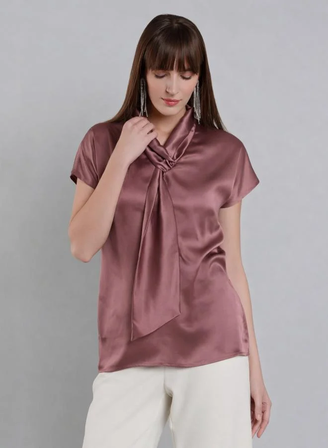 Mish Women Satin Tie-Neck Top