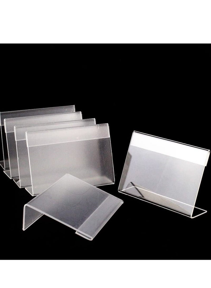 Generic Acrylic Sign Holder Clear Tabletop Plastic Menu Display Slant Back Holders 2.4*3.5 Inches Horizontal Stand for Office Store 5 Pack  - Image 1