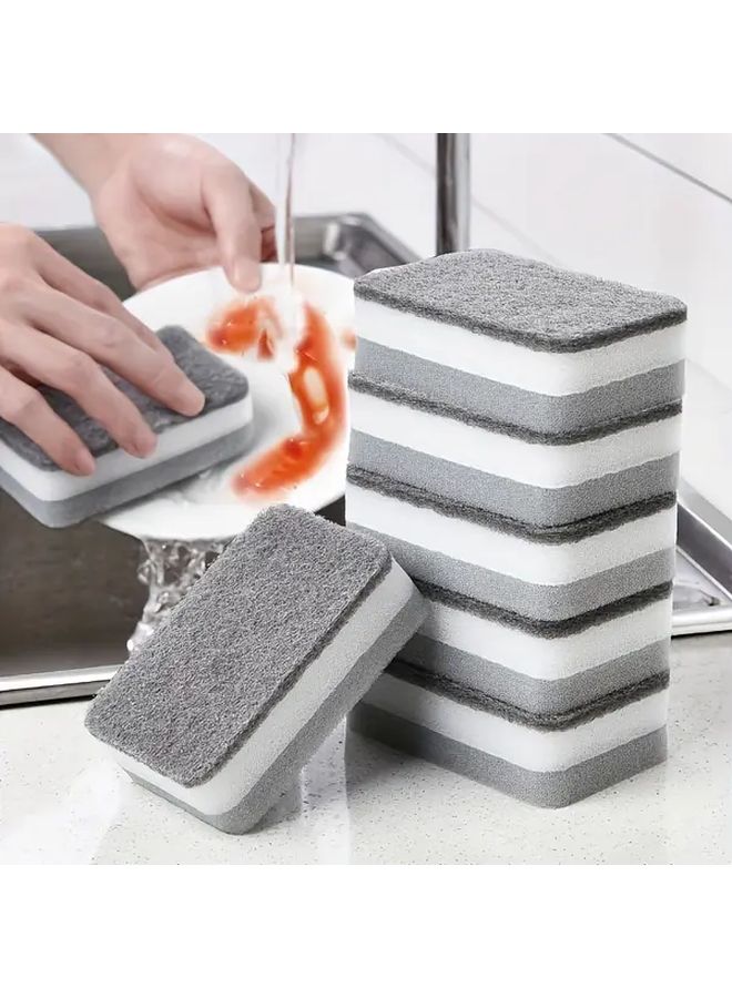 5 Pcs Double Sided Sponge Wipes High Density Kitchen Cleaning Scouring Pads - Image 1